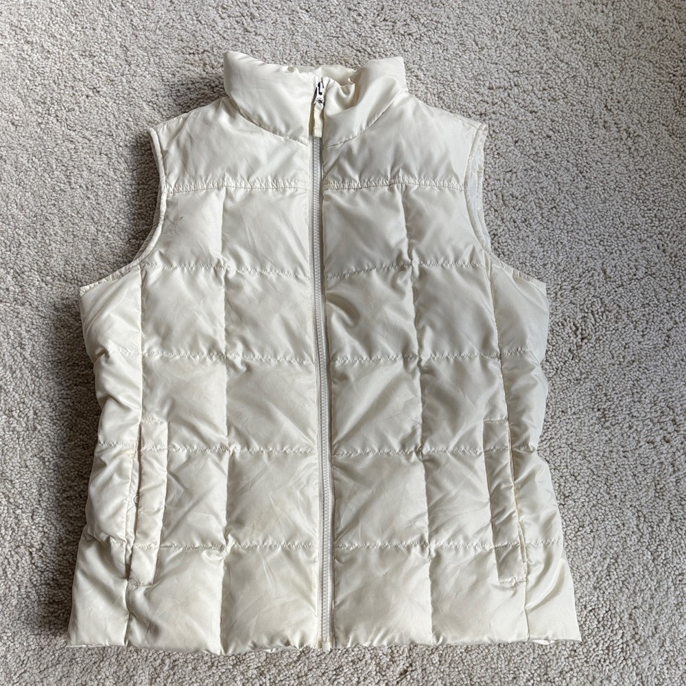 Lands' End Cream Quilted Vest